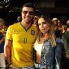 Flávia Viana assistiu ao jogo do Brasil contra a Sérvia pela Copa do Mundo com namorado, Marcelo Zangrandi