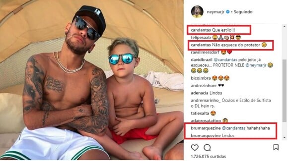 Neymar posa sem camisa com o filho, Davi Lucca, e Marquezine elogia em comentário