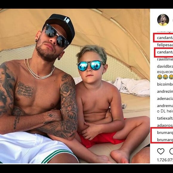 Neymar posa sem camisa com o filho, Davi Lucca, e Marquezine elogia em comentário