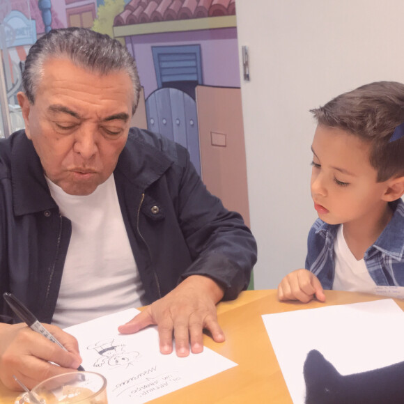 Filho de Eliana conheceu o estúdio do cartunista Maurício de Sousa nesta sexta-feira, 29 de junho de 2018
