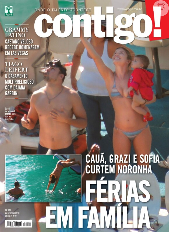 Cauã Reymond e Grazi Massafera são a capa da semena da Revista Contigo!, enquanto curtem férias em Noronha
