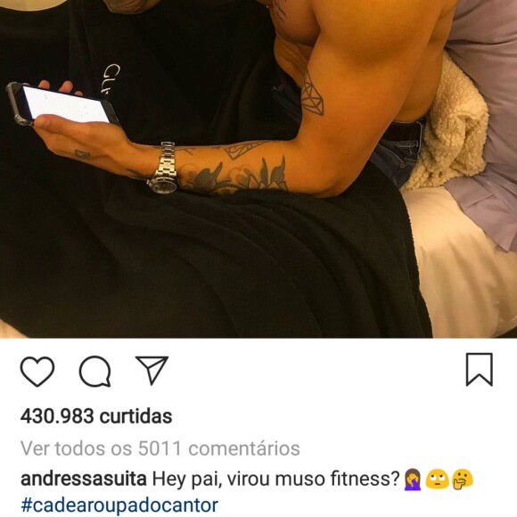 Andressa Suita deixou comentário divertido em foto de Gusttavo Lima sem camisa