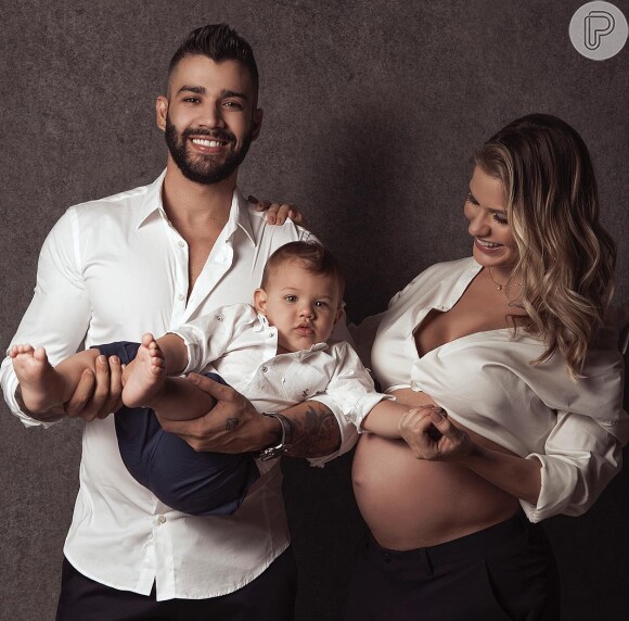 Samuel, filho de Gusttavo Lima e Andressa Suita, nasceu de parto normal de 37 semanas, pesando 3.020 quilos e medindo 49 centímetros