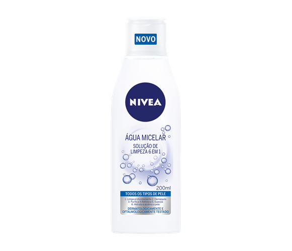 A Água Micelar da Nivea tem 6 funções, entre elas: remove a oleosidade, limpa, refresca e hidratam a pele