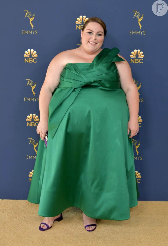 Os looks do tapete vermelho do Emmy Awards, que rolou nesta segunda-feira, 17 de setembro de 2018. Chrissy Metz de John Paul Ataker