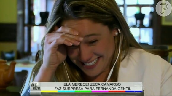 Logo após a Copa, Fernanda Gentil foi surpreendida pelo 'Vídeo Show' com um vídeo gravado especialmente pra ela por Sandy e Junior