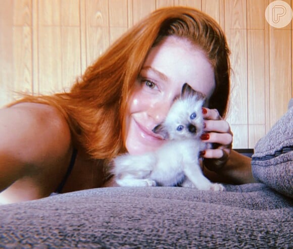 Marina Ruy Barbosa e o gatinho adotado em março de 2020