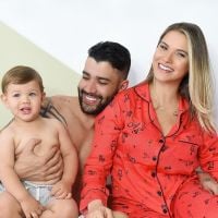 Andressa Suita filma Gusttavo Lima em cavalo com filho Gabriel: 'Vê se aguento'