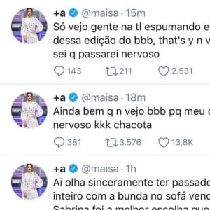 Maisa Silva afirmou que não tem interesse de ver o programa nesta quinta-feira, dia 11 de abril de 2019