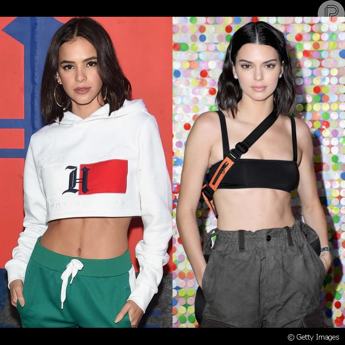 Bruna Marquezine e a modelo Kendall Jenner, irmã de Kim Kardashian, lembram  uma à outra, principalmente o estilo de cabelo. - Purepeople