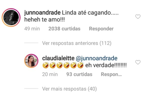 Claudia Leitte acha graça de comentário de Junno Andrade em foto de Xuxa Meneghel