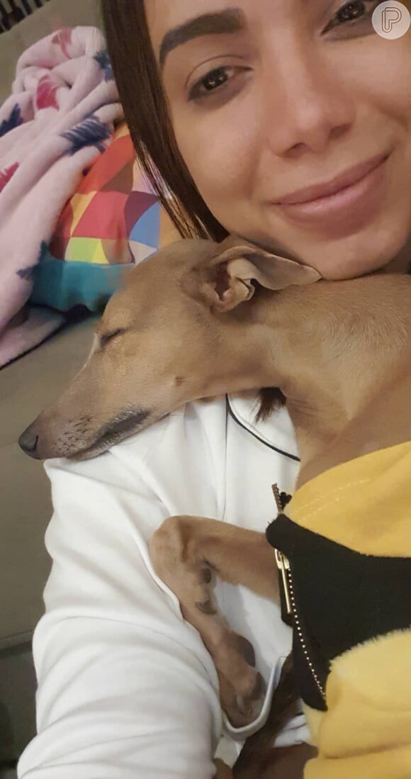 Anitta posta foto com cachorro dormindo