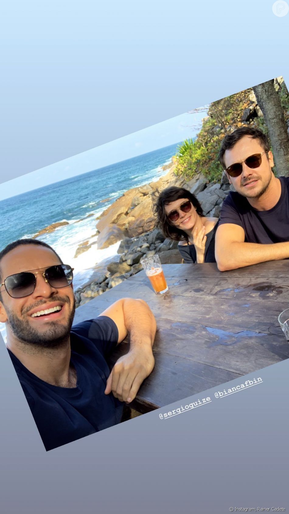 Sergio Guizé e Bianca Bin se divertiram ao lado do ator Rainer Cadete