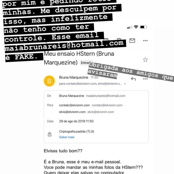 Bruna Marquezine esclareceu que o pedido feito a fotógrafos não era dela