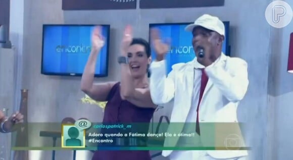 Fátima Bernardes se entrega ao hit Lepo Lepo no 'Encontro' em março de 2014