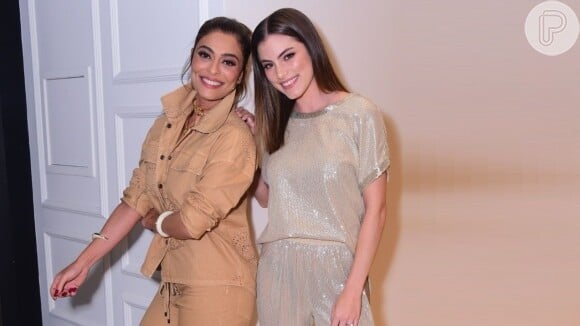 Juliana Paes e Bruna Hamú usam looks com tendências em evento de moda nesta quinta-feira, 26 de setembro de 2019