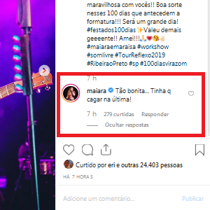 Maraisa recebeu comentário divertido da irmã, Maiara, por pose feita durante show em Ribeirão Preto, interior de São Paulo
