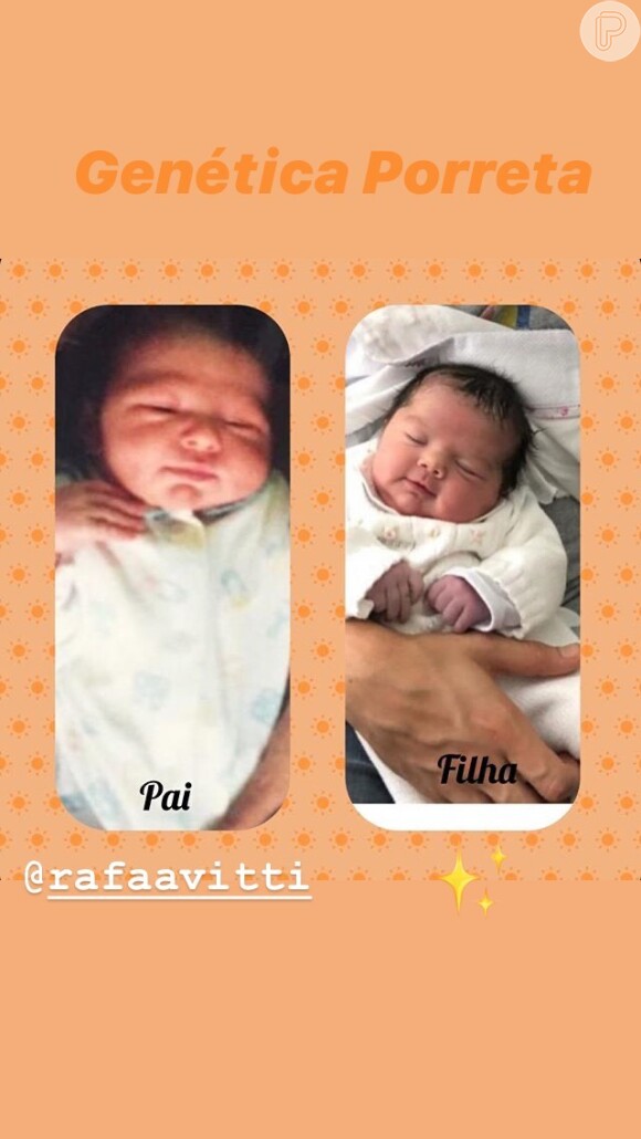 João Vitti, pai de Rafael Vitti, comparou uma foto do filho quando bebê com uma foto da neta