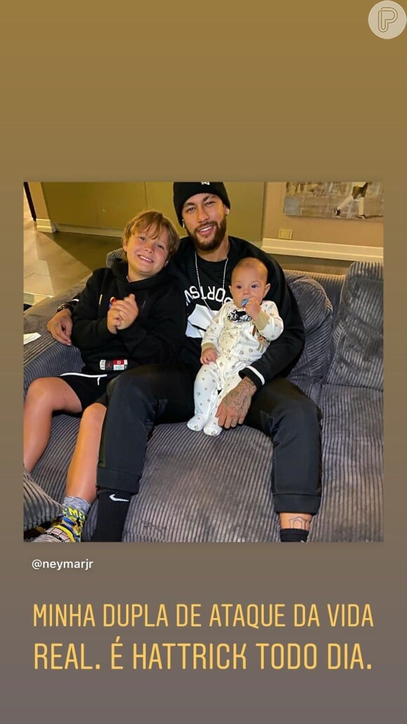 Pai de Valentin, Vinicius Martinez tietou a foto de Neymar com seu filho e Davi Lucca: 'Minha dupla de ataque da vida real'
