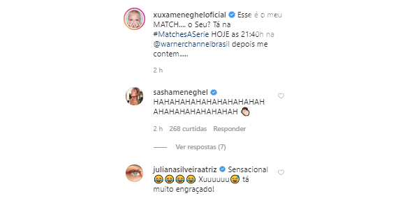 Sasha Meneghel se diverte com post da mãe, Xuxa, com foto de Juno Andrade com look inusitado