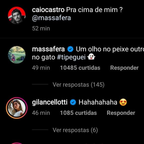 Caio Castro posta foto com Grazi Massafera e celebridades elogiam casal