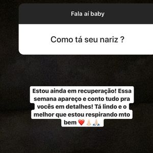 Kevinho mostra foto com parte do nariz operado e com curativo