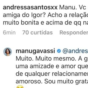 Manu Gavassi mantém boa relação com Igor Carvalho após término de namoro