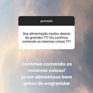 Carol Dias nega mudança na alimentação da gravidez