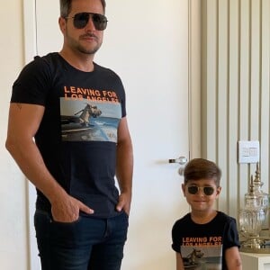 Filho de Simone combina look com pai, Kaká Diniz