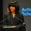 Michelle Obama participou do lançamento de um programa contra a obesidade infantil, em Chicaco, nos Estados Unidos, nesta sexta-feira (1°)