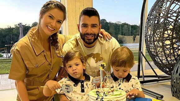 Andressa Suita mostra rotina de brincadeiras com filhos e Gusttavo Lima em casa