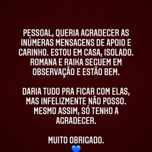 Alok deixou mensagem de agradecimento aos fãs após a mulher, Romana Novais, ter alta da UTI pelo novo coronavírus