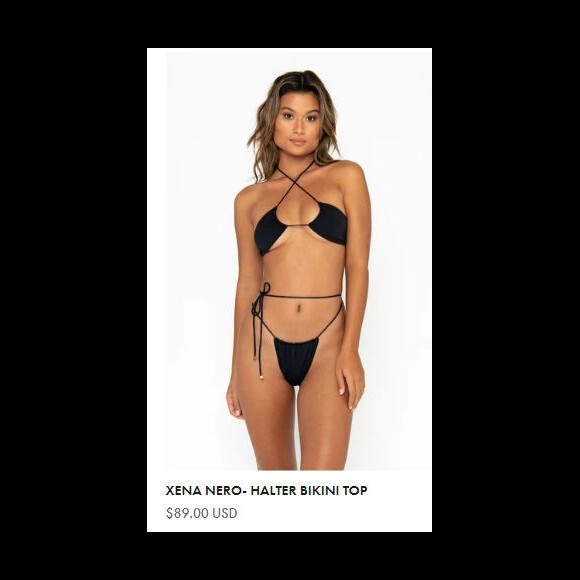 O biquíni usado por Bruna Marquezine é da grife Sommer Swim e pode ser comprado por 168 dólares, cerca de R$ 872