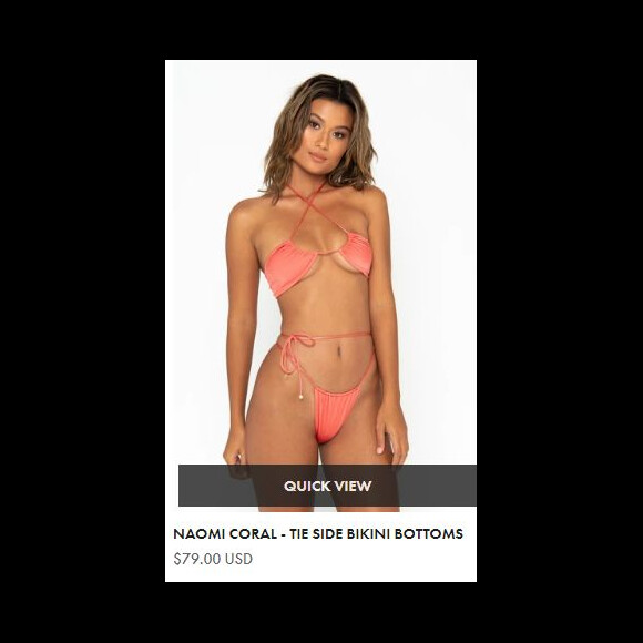 O biquíni usado por Bruna Marquezine é da grife Sommer Swim e pode ser comprado por 168 dólares, cerca de R$ 872