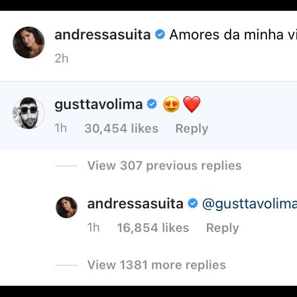 Veja troca de mensagens entre Gusttavo Lima e Andressa Suita!