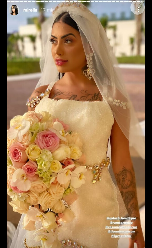 Mirella usa vestido de R$ 54 mil em casamento com Dynho Alves