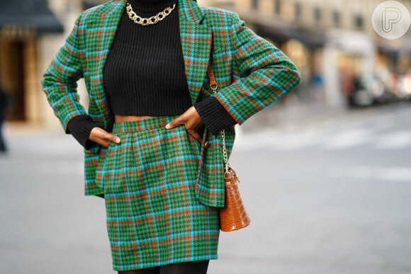 Foto: O conjuntinho xadrez de outono/inverno também pode aparecer como saia  e blazer - Purepeople