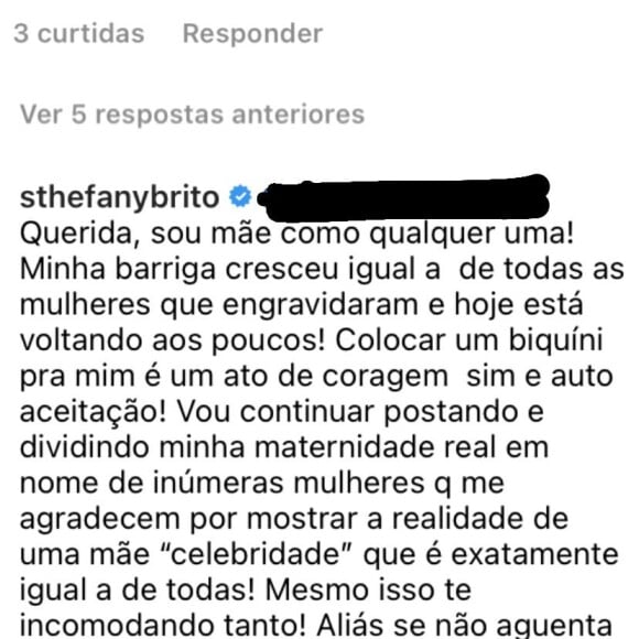 Sthefany Brito reage a crítica por foto de biquíni