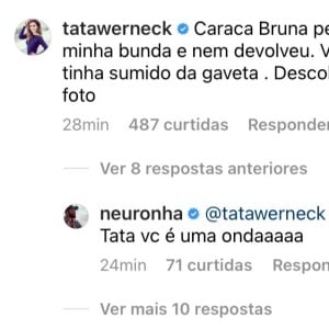 Bruna Marquezine chama atenção de Tatá Werneck em foto de biquíni