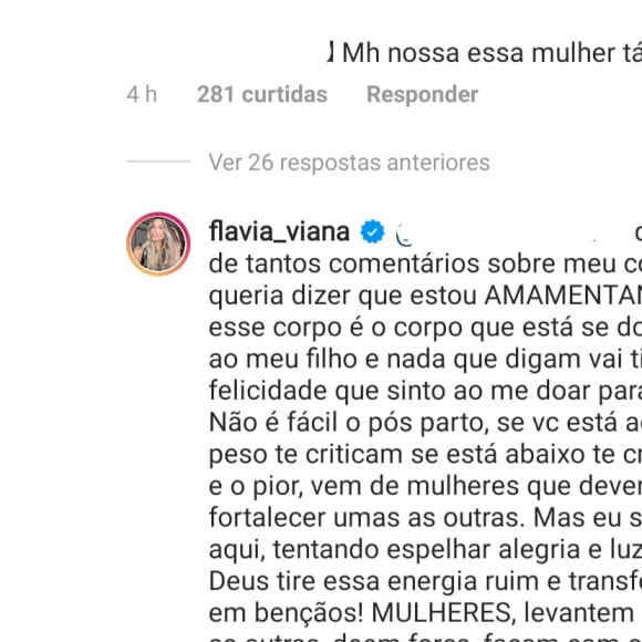 Flávia Viana rebate comentário de seguidora sobre corpo