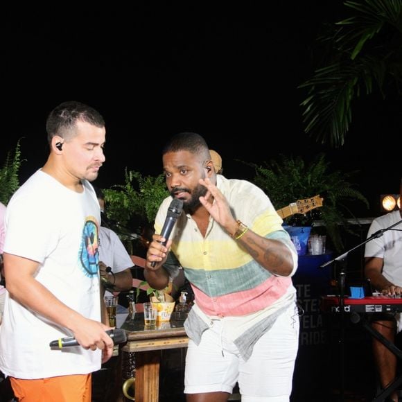 Thiago Martins grava o projeto 'Quintal do Tg' com Arlindinho e mais convidados famosos no Vidigal, comunidade da zona sul do Rio de Janeiro, nesta quinta-feira, 05 de maio de 2021