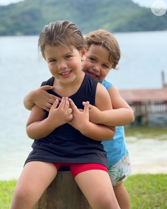 Andressa Suita e Gusttavo Lima são pais de Gabriel e Samuel, de 3 e 2 anos de idade