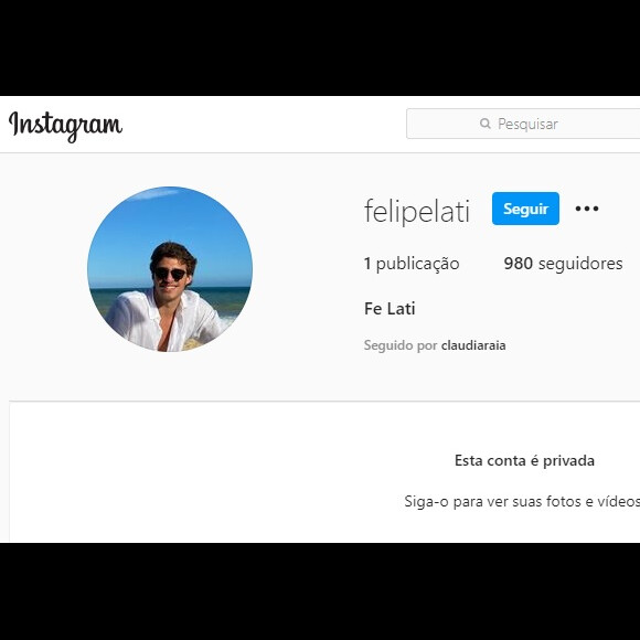 Perfil de Felipe Lati é privado no Instagram