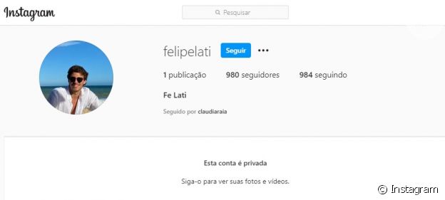 Perfil de Felipe Lati é privado no Instagram