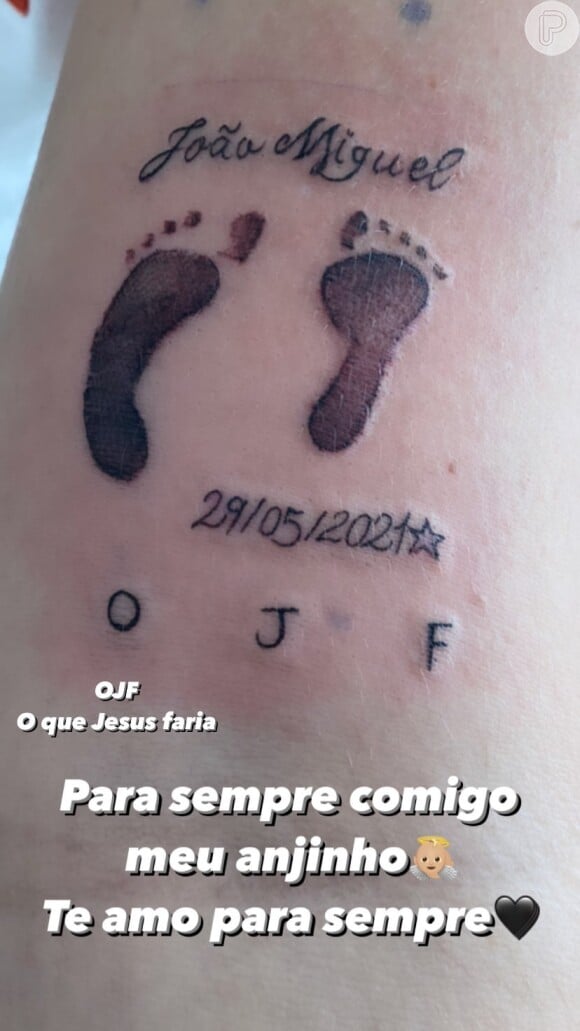 Após a morte de João Miguel, irmão de Whindersson fez uma tatuagem com a marca dos pés do sobrinho