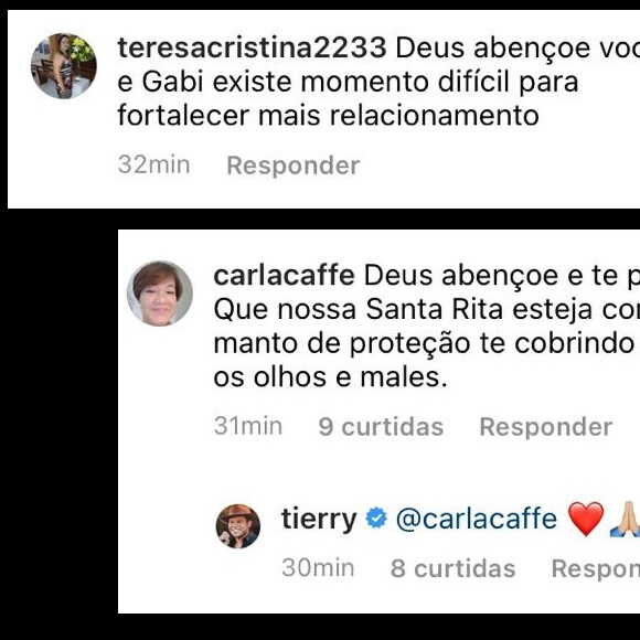 Seguidores tentaram consolar Tierry dando conselhos amorosos