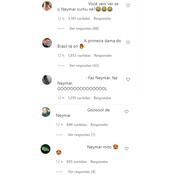 Jade Picon recebe comentários sobre Neymar no Instagram