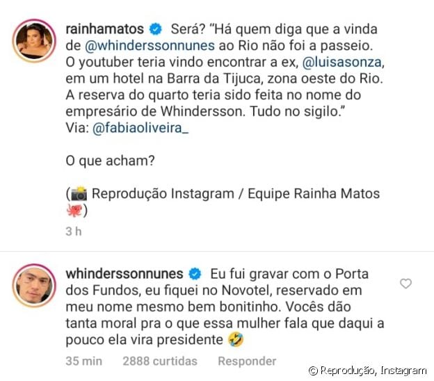 Whindersson Nunes se pronunciou sobre suposto encontro às escondidas com ex Luísa Sonza