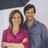 Adriana Esteves e Vladimir Brichta posam juntos para fotos nos bastidores de campanha para a TV