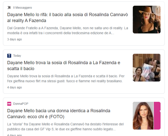 Antes do assédio em 'A Fazenda 13', manchetes italianas chamavam Aline Mineiro de 'sósia de Rosalinda Cannavó', amiga de Day no 'BBB'